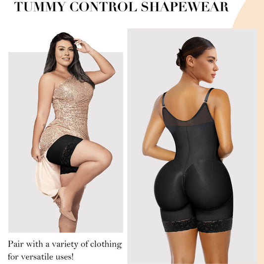 Fajas Colombianas shapewear Tummy Control Butt Lifter Shaper with Zipper Crotch detachable shoulder strap