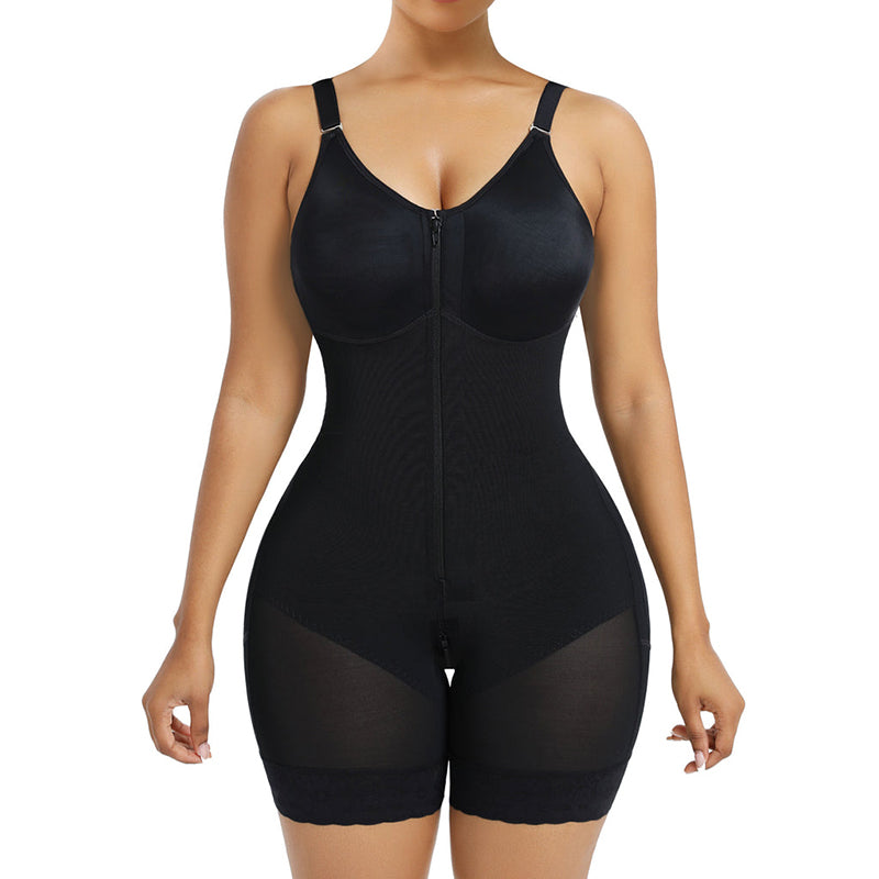 Fajas Colombianas shapewear  Tummy Control Butt Lifter Shaper with Zipper Crotch detachable shoulder strap