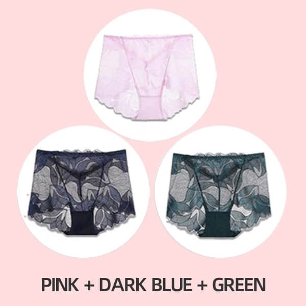 💝Hot Sale 💝-Ladies Silk Lace Handmade Underwear Pack( Buy 2 Get 1 Free )