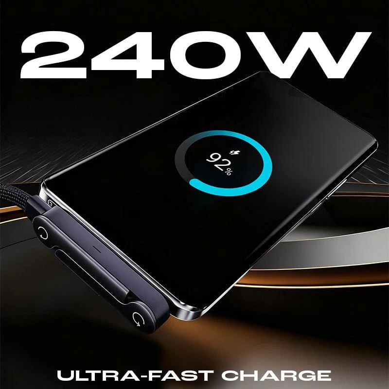 🔥LAST DAY BUY 3 GET 1 FREE⚡️240w super fast charging📱Invisible Holder Charger Cable with Stand