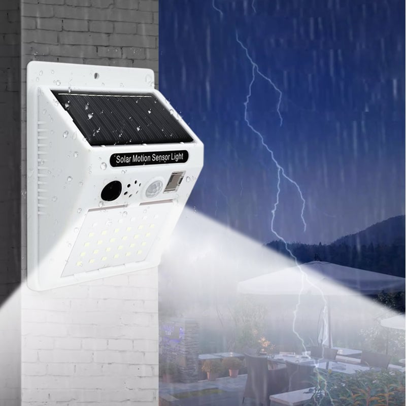 Solar-Powered Remote Control Motion Sensor Security Alarm Lamp