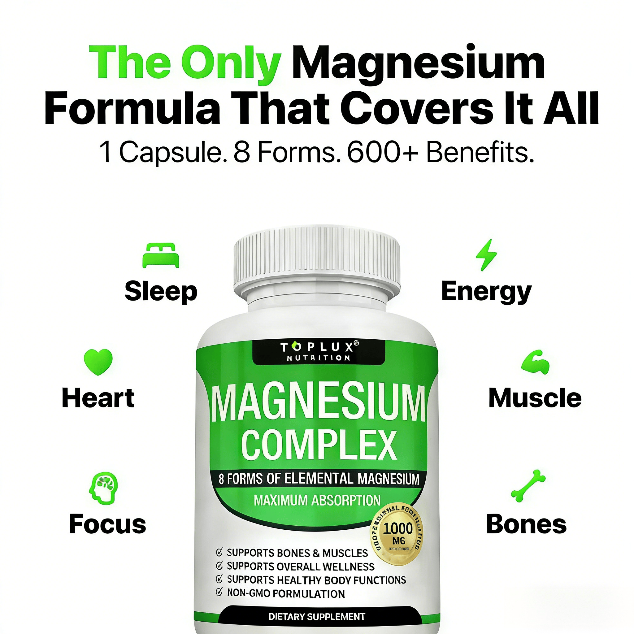 🏆Flash Sale⚡ 50K+ SOLD! Almost Gone-🔥8-in-1 Magnesium Complex 1000mg Made with 7 Elemental Magnesium