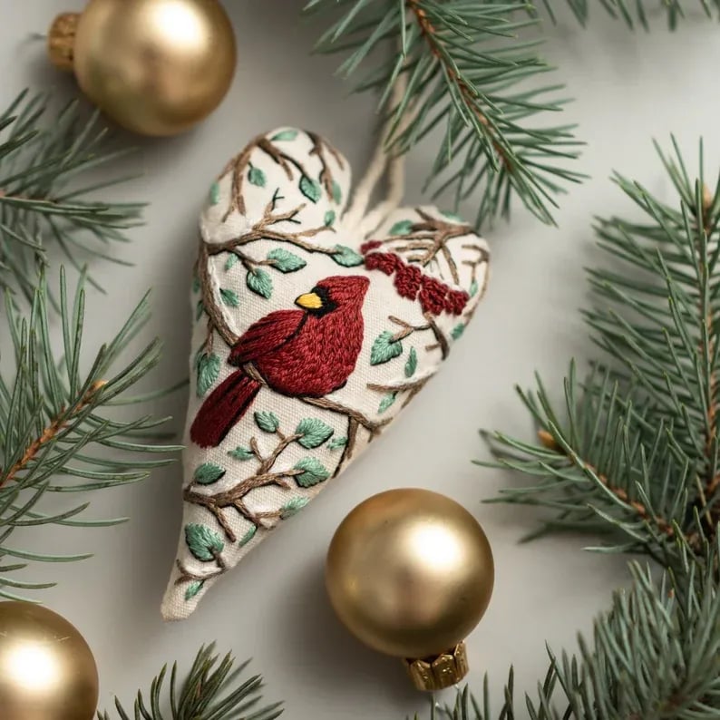 🎉2025 Christmas Sale 49% Discount-DIY Heart Shaped Hand Embroidered Christmas Ornament Kit