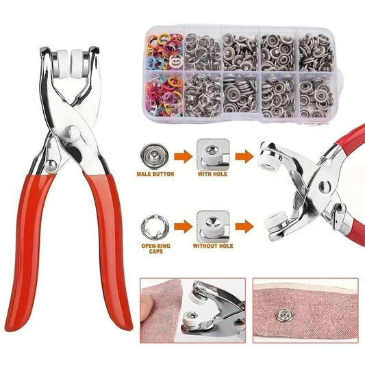 Metal Snap Buttons with Fastener Pliers Kit