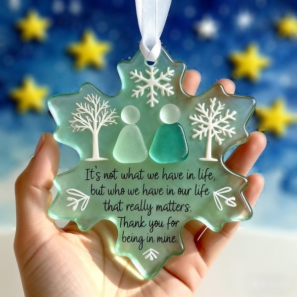 🌊Snowflake-Shaped Sea Glass Friendship Decor❄✨ Shaped by Nature & Crafted by Hand!