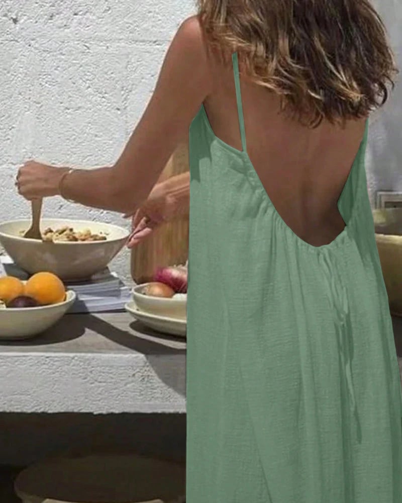 🎁Last Day Discount 49% OFF🔥Women's Solid Color Backless Cami NightDress