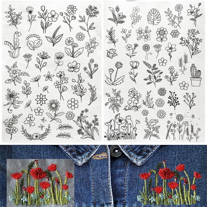 💐Water Soluble Flower Patterns for Embroidery