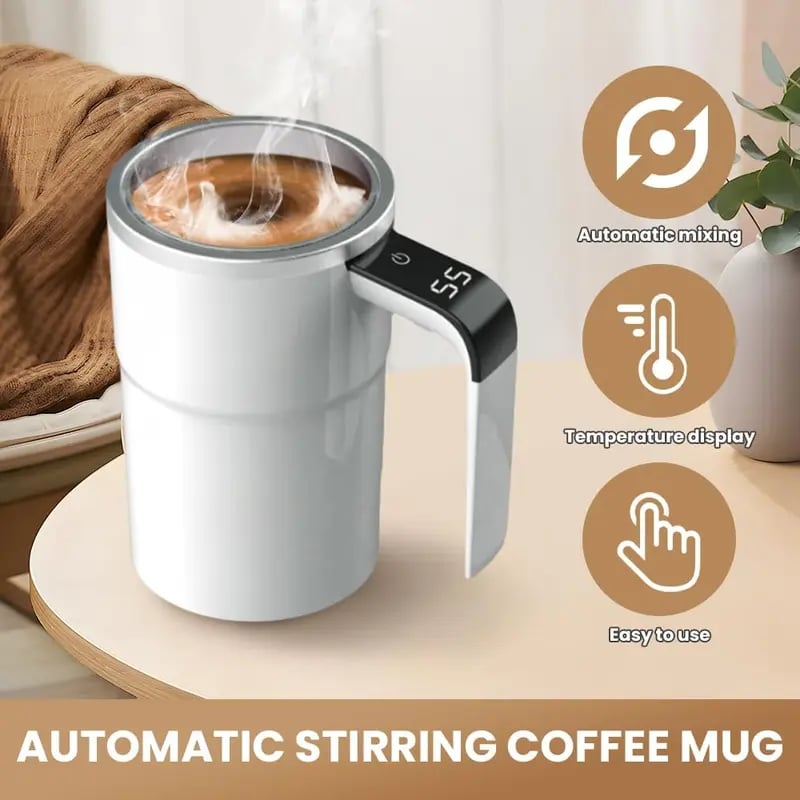 ✨Last Day 49% OFF - Electric coffee mug with a built-in LCD thermometer, perfect for brewing coffee, milk, cocoa, etc.