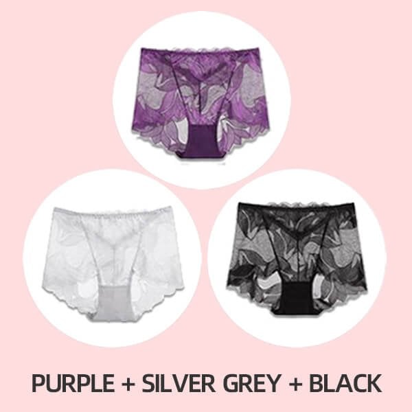 💝Hot Sale 💝-Ladies Silk Lace Handmade Underwear Pack( Buy 2 Get 1 Free )