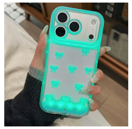 📱Vibrant LED Bowknot Phone Case, Compatible with iPhone 11/12/13/14/15/16/17 Pro/Pro Max