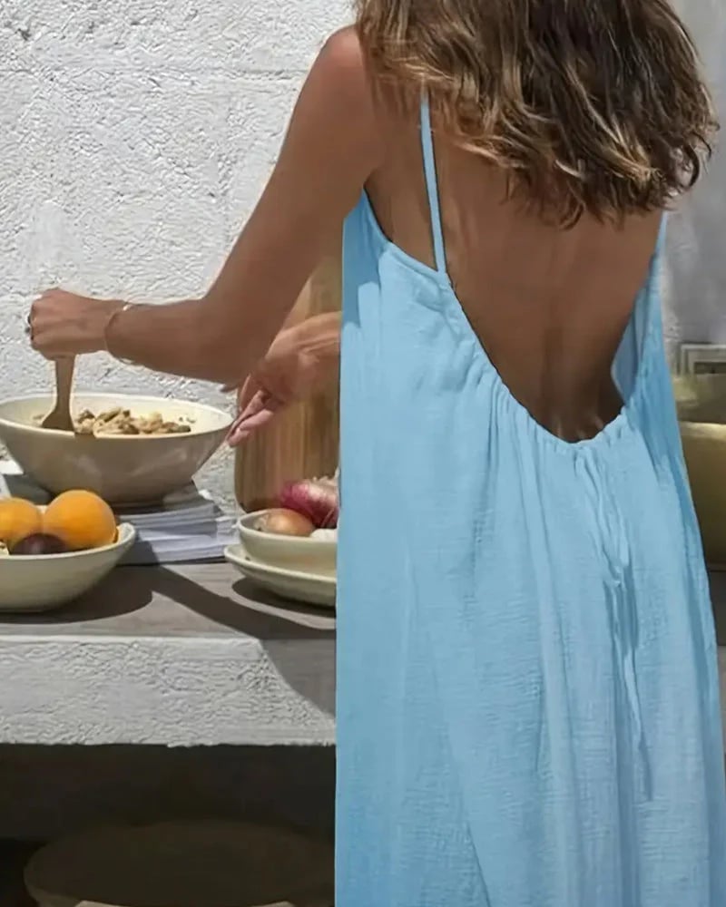 🎁Last Day Discount 49% OFF🔥Women's Solid Color Backless Cami NightDress