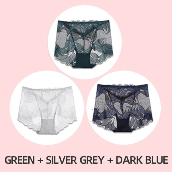 💝Hot Sale 💝-Ladies Silk Lace Handmade Underwear Pack( Buy 2 Get 1 Free )