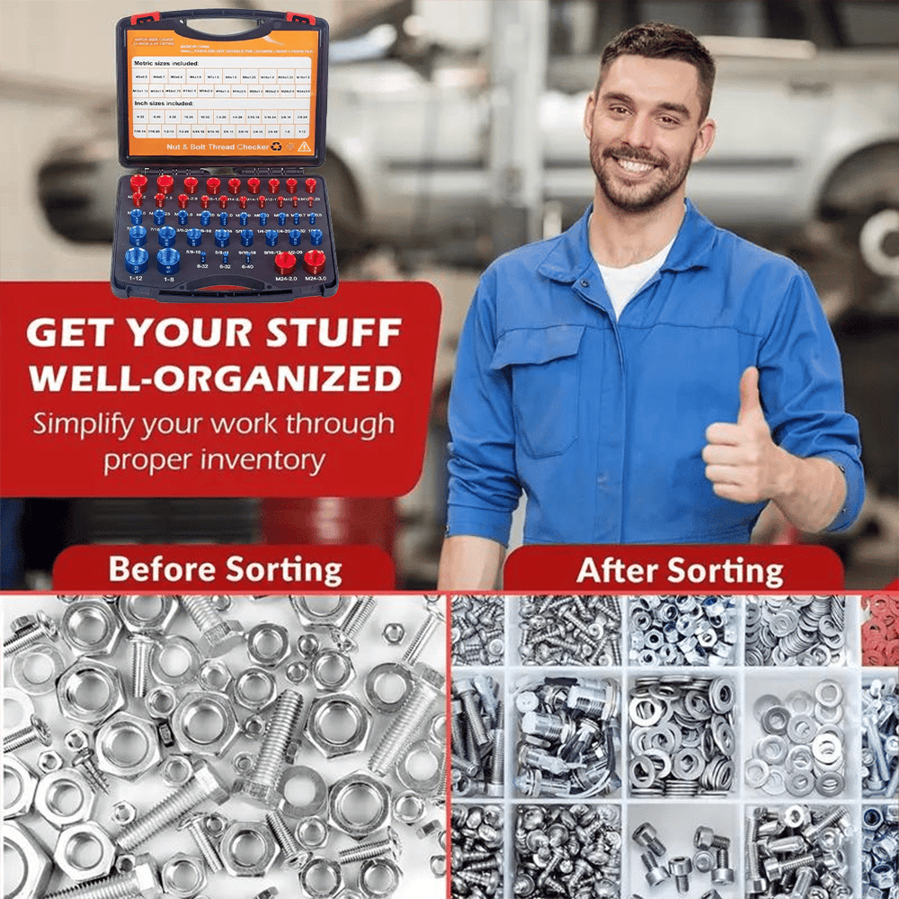 🔥Limited-time discount of 49%🔥44Pcs Alloy Nut and Bolt Thread Inspector Charge🔩