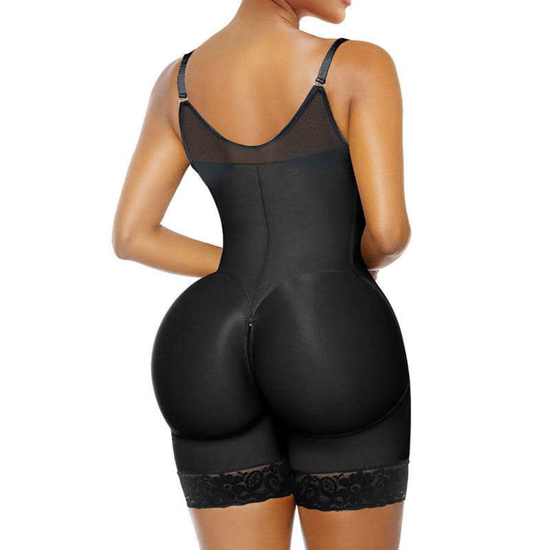 Fajas Colombianas shapewear  Tummy Control Butt Lifter Shaper with Zipper Crotch detachable shoulder strap