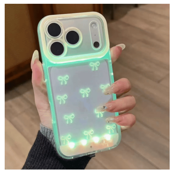 📱Vibrant LED Bowknot Phone Case, Compatible with iPhone 11/12/13/14/15/16/17 Pro/Pro Max