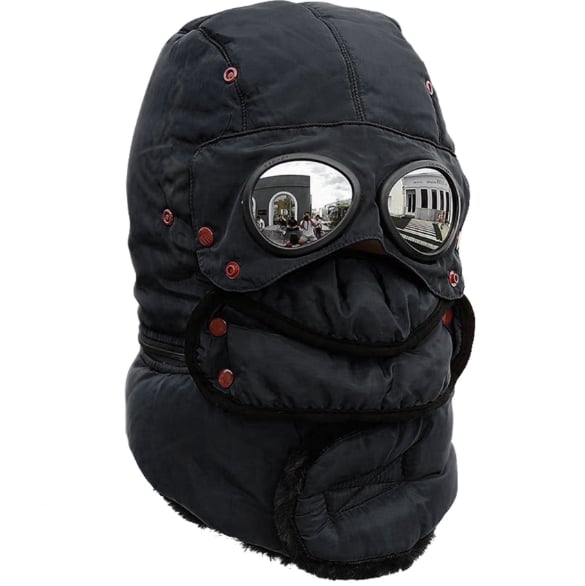 Winter Thermal Hat with Glasses Windproof Ski Mask Cap Fashion Warm Hat for Cycling