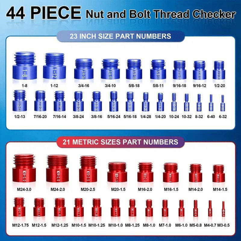 🔥Limited-time discount of 49%🔥44Pcs Alloy Nut and Bolt Thread Inspector Charge🔩