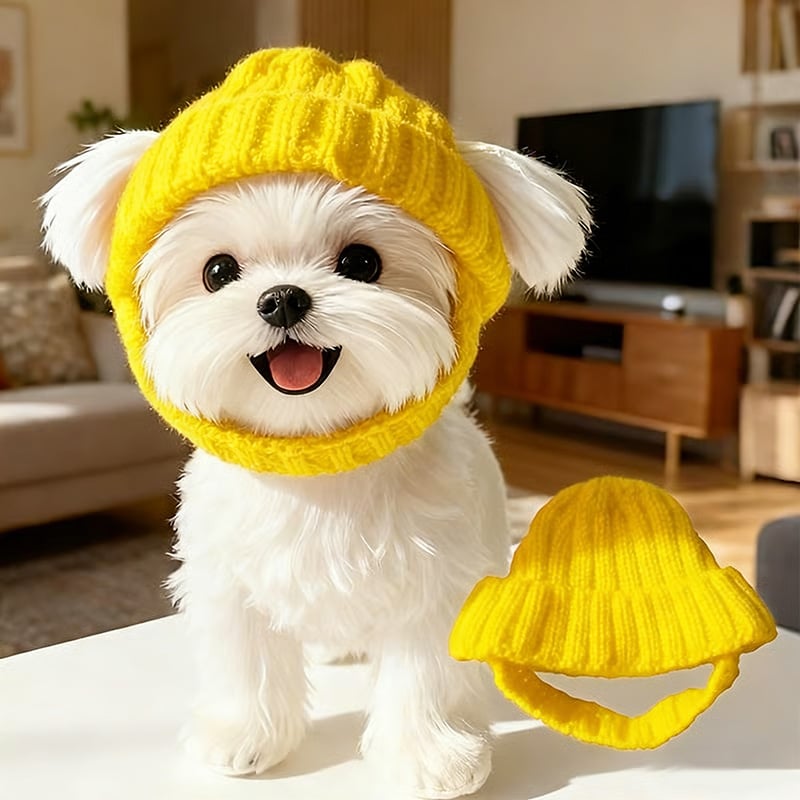 🔥Last Day: BUY 2 GET 1 FREE - 🐾Red Wool Knit Dog Beanie with Ear Flaps – Warm Winter Hat