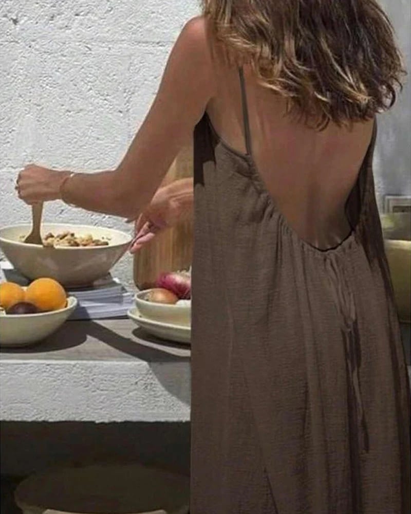 🎁Last Day Discount 49% OFF🔥Women's Solid Color Backless Cami NightDress