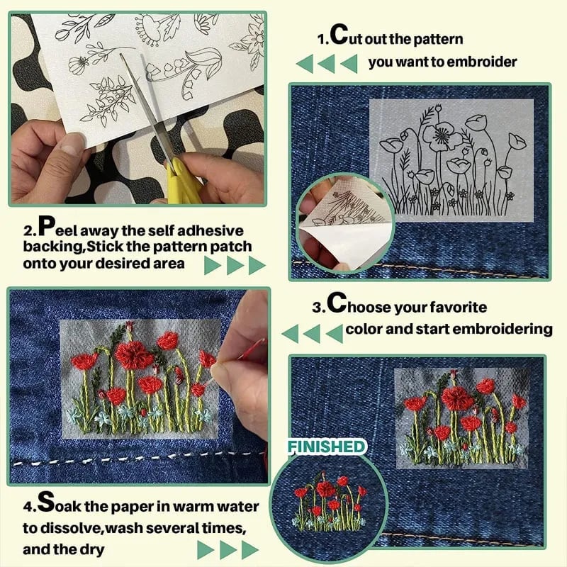 💐Water Soluble Flower Patterns for Embroidery