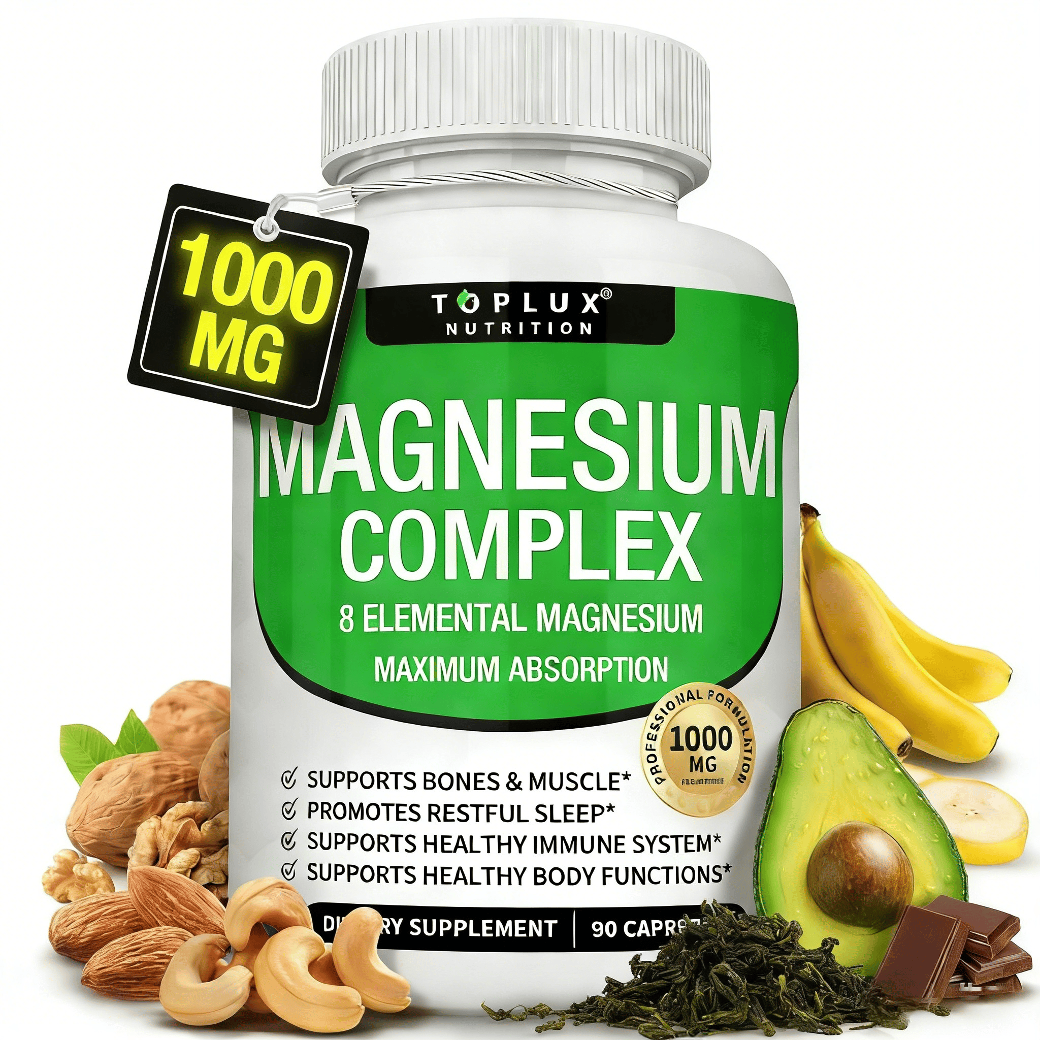 🏆Flash Sale⚡ 50K+ SOLD! Almost Gone-🔥8-in-1 Magnesium Complex 1000mg Made with 7 Elemental Magnesium